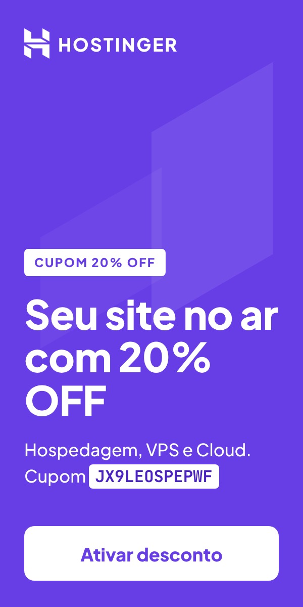 Seu site no ar com 20% OFF na Hostinger: cupom JX9LEOSPEPWF